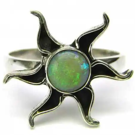 Stříbrný prsten slunce s opálem