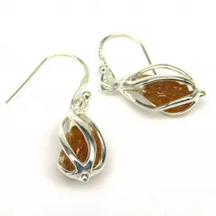 Stříbrné naušnice s turmalínem v kleci