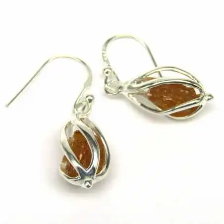 Stříbrné naušnice s turmalínem v kleci