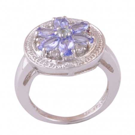 Stříbrný prsten s tanzanity