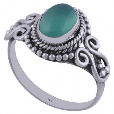 Stříbrný prsten se zeleným onyxem
