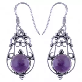 Stříbrné naušnice s ametysty