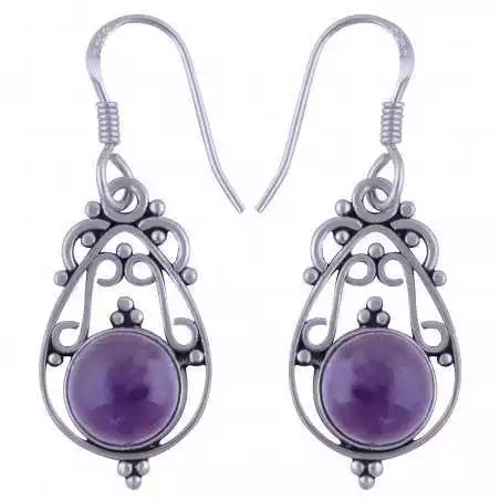 Stříbrné naušnice s ametysty