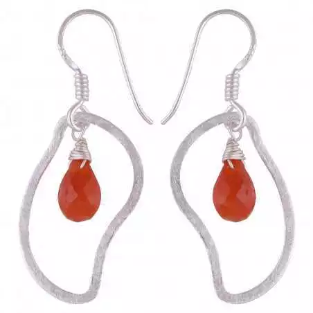 Stříbrné naušnice s karneoly