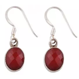 Stříbrné naušnice s rubíny