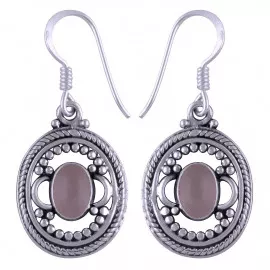 Stříbrné naušnice s růženínem