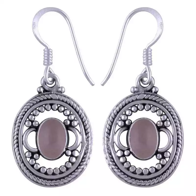 Stříbrné naušnice s růženínem