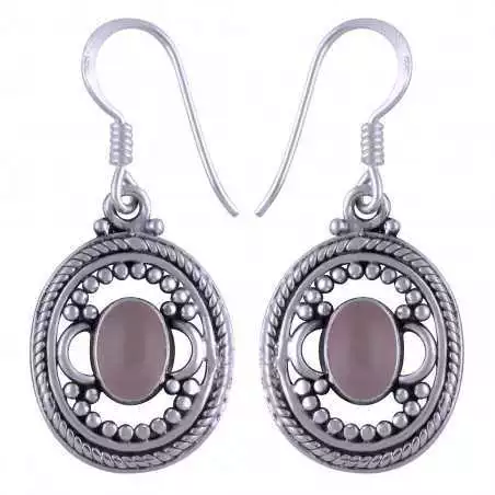 Stříbrné naušnice s růženínem