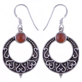 Stříbrné naušnice s karneoly
