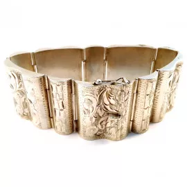 Starožitný stříbrný gravírovaný náramek z roku 1905