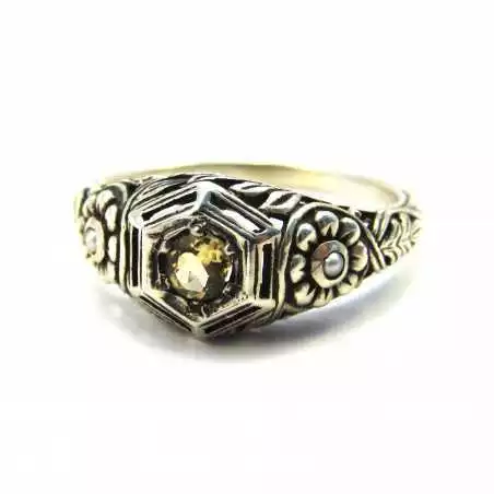 Stříbrný prsten s citrínem