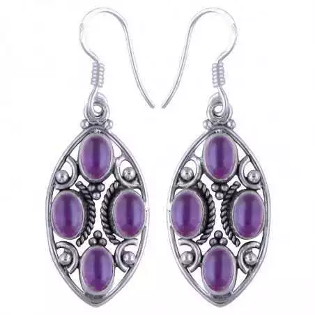 Stříbrné naušnice s ametysty