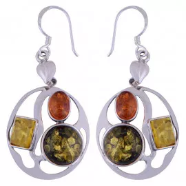 Stříbrné naušnice s jantary