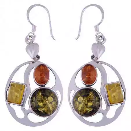 Stříbrné naušnice s jantary