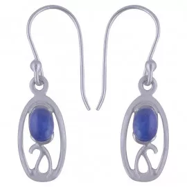 Stříbrné naušnice se safírem