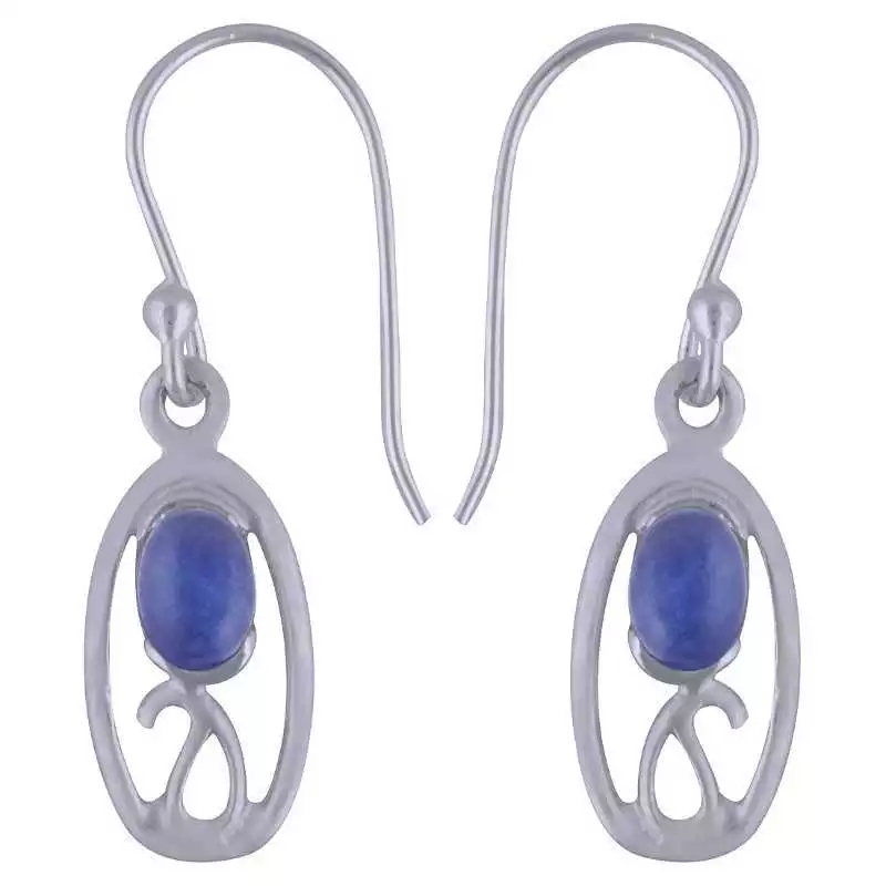 Stříbrné naušnice se safírem