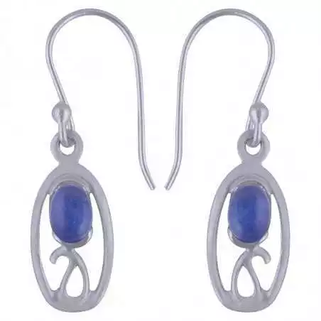 Stříbrné naušnice se safírem