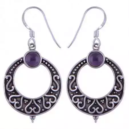 Stříbrné naušnice s ametysty