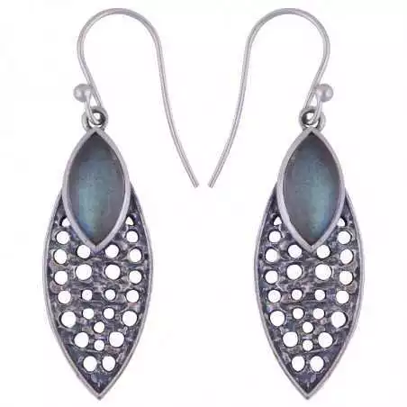 Stříbrné naušnice s labradoritem