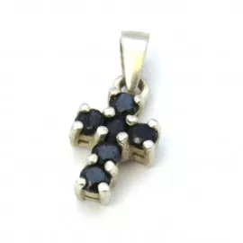 Stříbrný přívěsek kříž se safíry