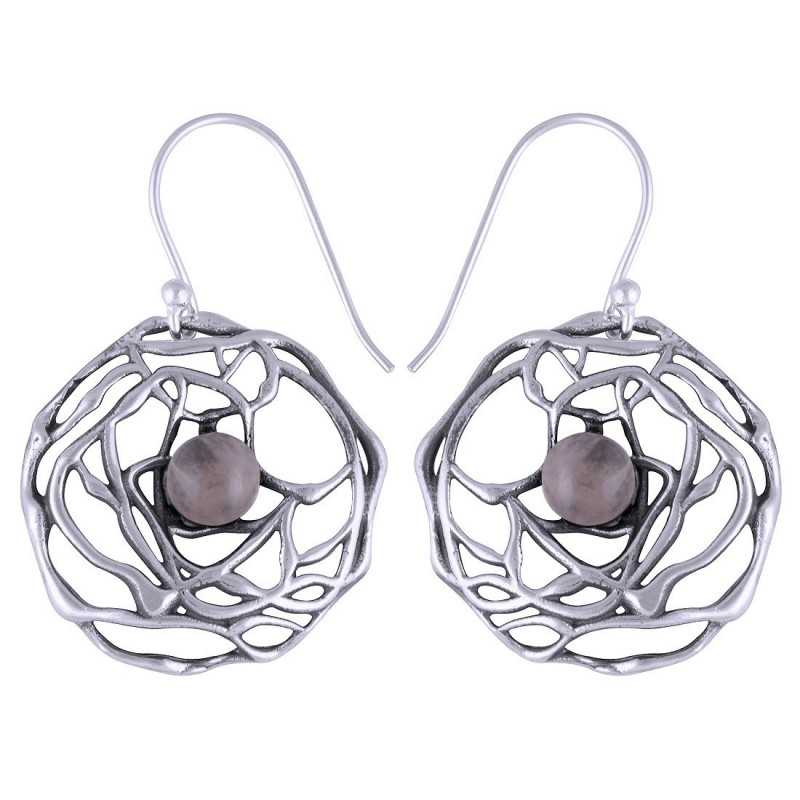 Stříbrné naušnice s růženínem