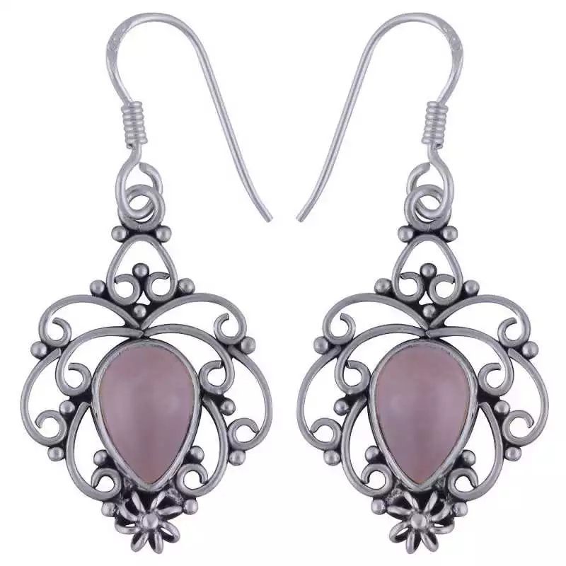 Stříbrné naušnice s růženínem