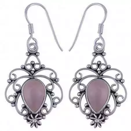 Stříbrné naušnice s růženínem