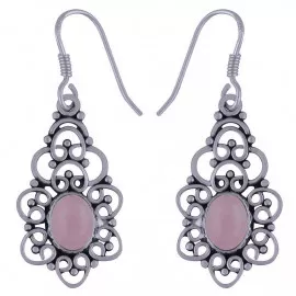 Stříbrné naušnice s růženínem