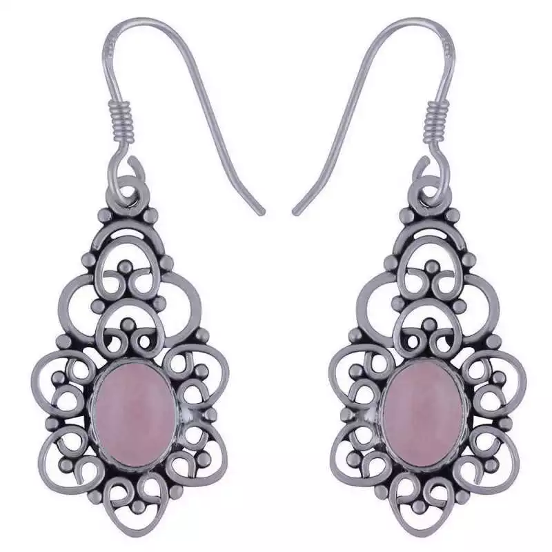 Stříbrné naušnice s růženínem