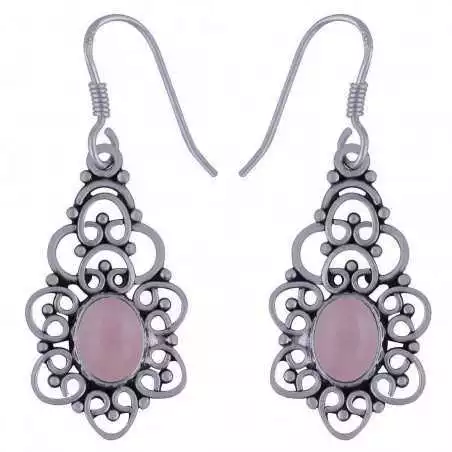 Stříbrné naušnice s růženínem