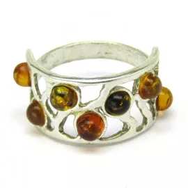 Stříbrný prsten s jantarem