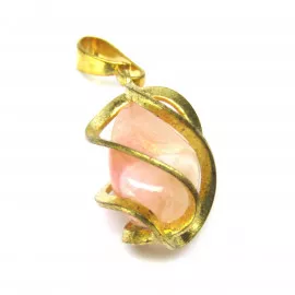 Přívěsek s růžovým měsíčním kamenem v kleci
