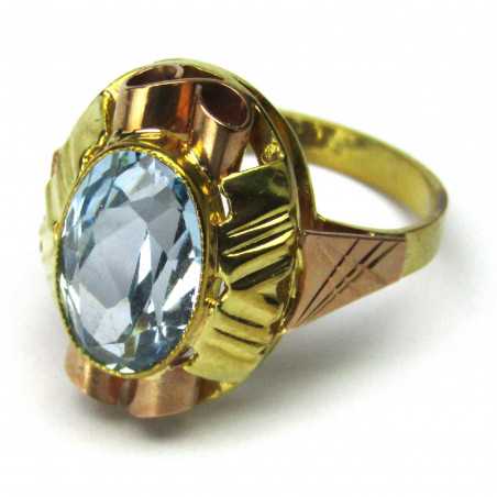 14 kt zlatý prsten s akvamarínem