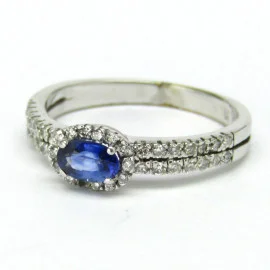 14 kt zlatý prsten s tanzanitem a brilianty