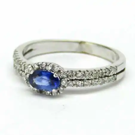 14 kt zlatý prsten s tanzanitem a brilianty