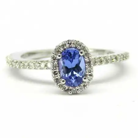 14 kt zlatý prsten s tanzanitem a brilianty