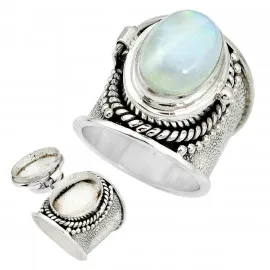 Stříbrný jedový prsten s měsíčním kamenem