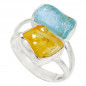 Stříbrný prsten s akvamarínem a citrínem