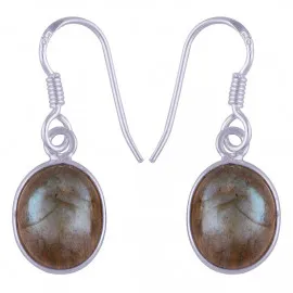 Stříbrné naušnice s labradoritem