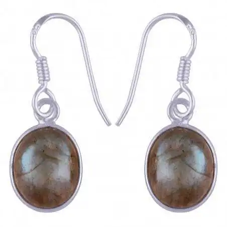 Stříbrné naušnice s labradoritem