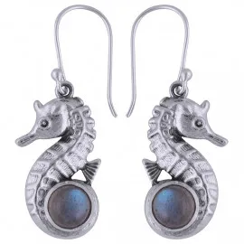 Stříbrné naušnice s labradoritem