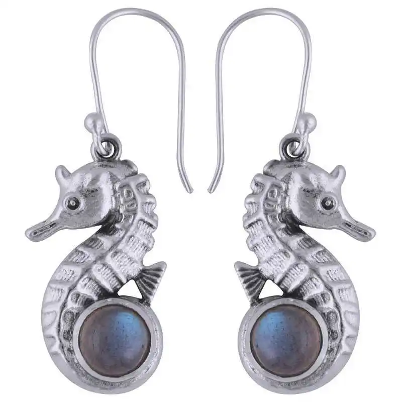 Stříbrné naušnice s labradoritem