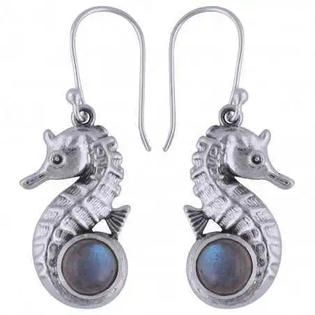 Stříbrné naušnice s labradoritem