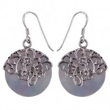 Stříbrné naušnice s perletí