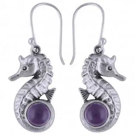 Stříbrné naušnice s ametysty