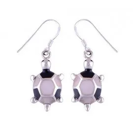 Stříbrné naušnice s perletí a onyxem