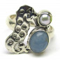 Stříbrný prsten s akvamarínem a perlou