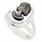 Stříbrný prsten s perletí s titanovou kamejí