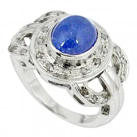 Stříbrný prsten s tanzanitem a diamanty 0.60 kt