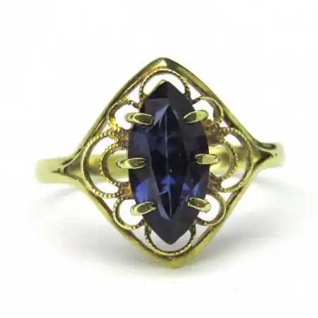 14 kt zlatý prsten s ametystem